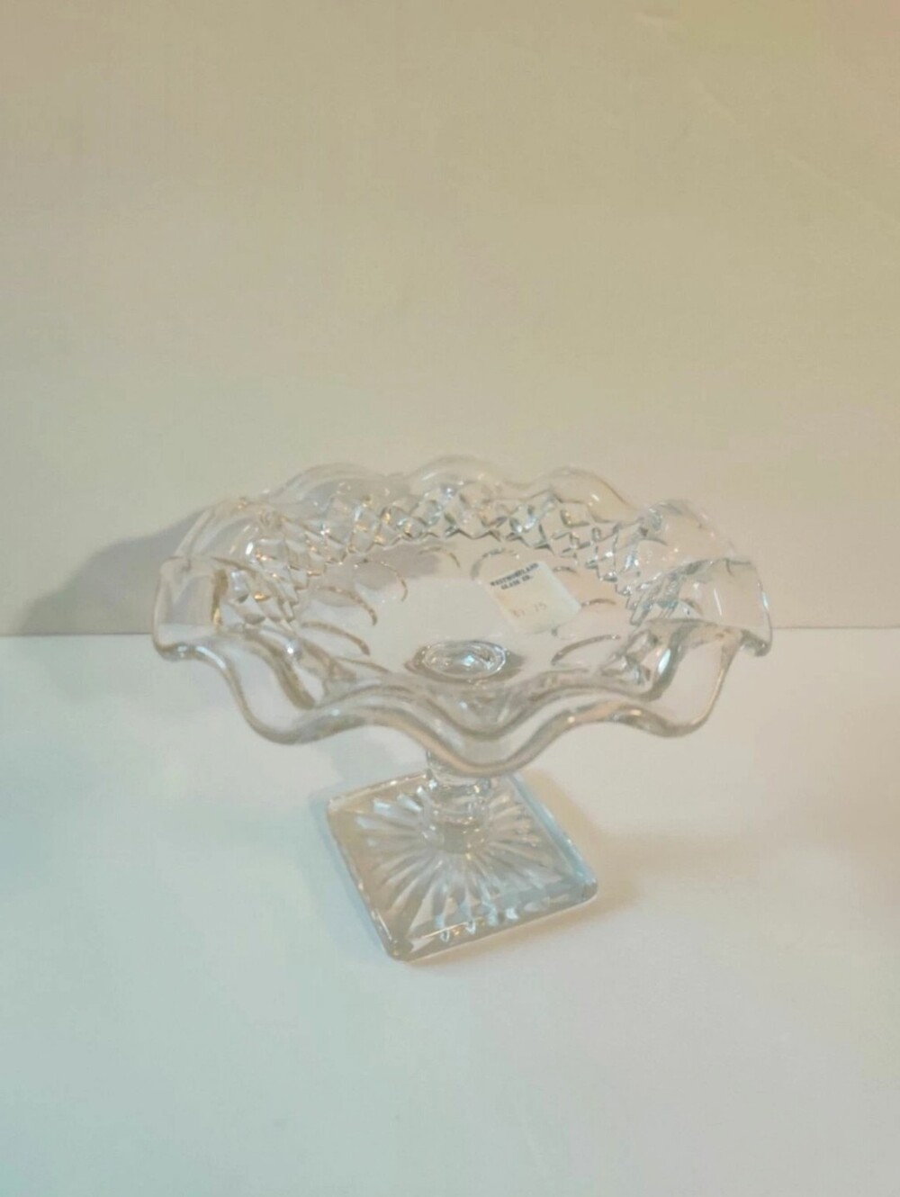 Westmoreland Glass Co Clear Glass Ruffled Candy Dish W Original Tag Vintage